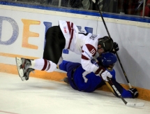 Фоторепортаж с матча финального Олимпийский отборочного турнира Казахстан — Латвия 2:3