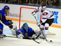 Фоторепортаж с матча финального Олимпийский отборочного турнира Казахстан — Латвия 2:3