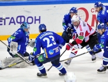 Фоторепортаж с матча КХЛ «Барыс» — «Трактор» 2:3