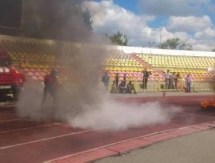 На стадионе «Шахтер» сотрудники МЧС около часа тушили пожар