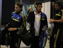 Фоторепортаж с прибытия сборных Казахстана и Швеции на «Астана Арену»