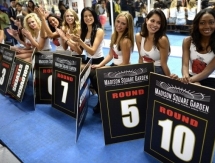 Фото с кастинга на право работать Ring Girl на бое Головкин — Стивенс