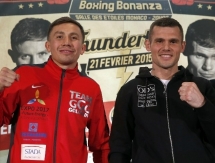 Фоторепортаж с пресс-конференции боя Головкин — Мюррей