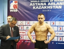 Фоторепортаж с церемонии взвешивания матча WSB «Astana Arlans» — «Baku Fires»