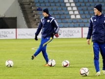 Фоторепортаж с предыгровой тренировки сборной Казахстана в Латвии