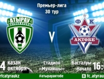 Определилось время начала матча Премьер-Лиги «Атырау» — «Актобе»