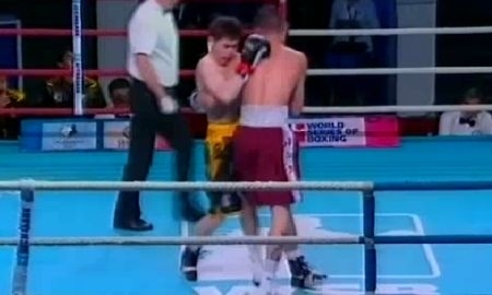 Видео боя матча WSB «Astana Arlans» — «Caciques Venezuela» Самат Башенов VS. Луис Аркон