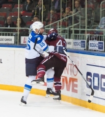 Фоторепортаж с матча КХЛ «Динамо» Рига — «Барыс» 2:3