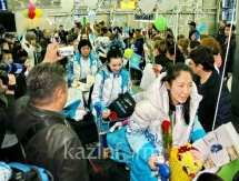 Участников Азиады торжественно встретили в Алматы
