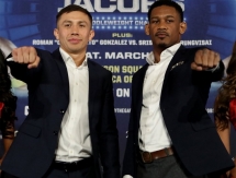 Фоторепортаж с дуэли взглядов финальной пресс-конференции боя Головкин — Джейкобс