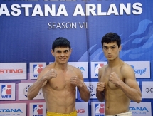 Фото с церемонии взвешивания матча плей-офф WSB «Astana Arlans» — «Patriot Boxing Team»