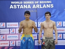 Фото с церемонии взвешивания матча плей-офф WSB «Astana Arlans» — «Patriot Boxing Team»