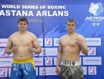 Фото с церемонии взвешивания матча плей-офф WSB «Astana Arlans» — «Patriot Boxing Team»