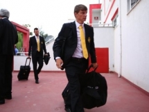 Фоторепортаж с приезда «Кайрата» на стадион в городе Корча