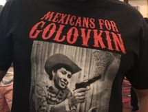 Мексиканские фанаты Головкина изобразили казахстанца в виде ковбоя с пистолетом