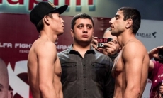 Армянин «усыпил» казахстанца удушающим приемом на турнире Fight Nights Global 80