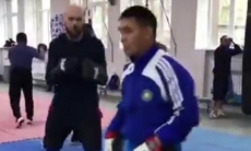 Видео тренировки Левита c Айтжановым на сборах в Украине