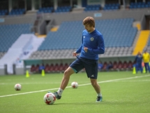 Фоторепортаж с тренировки сборной Казахстана в Астане