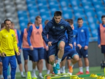 Фоторепортаж с тренировки сборной Казахстана в Астане