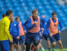 Фоторепортаж с тренировки сборной Казахстана в Астане