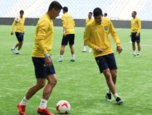 Фоторепортаж с предыгровой тренировки сборной Казахстана