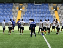 Фоторепортаж с предыгровой тренировки сборной Казахстана до 20 лет