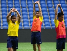 Фоторепортаж с предыгровой тренировки молодежной сборной Казахстана 