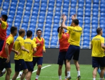 Фоторепортаж с предыгровой тренировки молодежной сборной Казахстана 