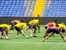 Фоторепортаж с предыгровой тренировки молодежной сборной Казахстана 