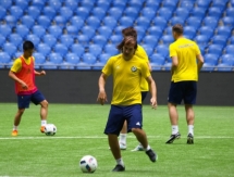 Фоторепортаж с предыгровой тренировки молодежной сборной Казахстана 