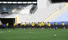 Фоторепортаж с предыгровой тренировки сборной Казахстана