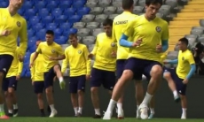 Видео предматчевой тренировки сборной Казахстана в Астане