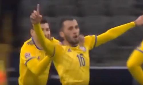 Видео гола Суюмбаева матча Лиги наций Казахстан — Латвия