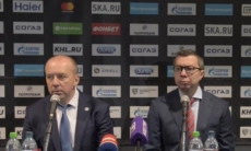 Видео послематчевой пресс-конференции игры КХЛ СКА — «Барыс» 3:2 Б