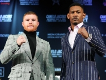 Фото и видео с первой встречи «Канело» и Джейкобса перед боем за титулы в весе Головкина