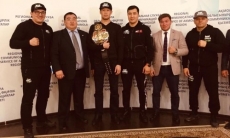 В Кокшетау встретили первого в истории чемпиона М-1 GLOBAL из Казахстана