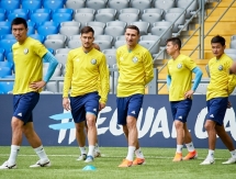 Фоторепортаж с предыгровой тренировки сборной Казахстана