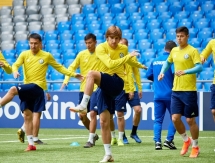 Фоторепортаж с предыгровой тренировки сборной Казахстана