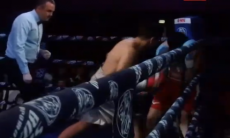 Видео нокаута за 74 секунды казахстанским боксером россиянина в Москве