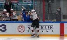 Капитана «Барыса» силовым приемом выкинули за борт прямо во время матча КХЛ. Видео