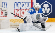 «Не сэйв а save». «Барыс» показал потрясающее спасение своего нового вратаря на ЧМ-2021. Видео