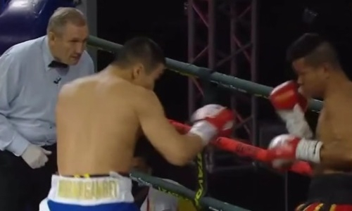 Как титулованный казахстанский боксер в первом раунде нокаутировал «пенсионера». Видео боя