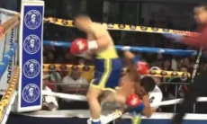 Звездный узбекский боксер освирепел и заставил непобежденного соперника болтаться в канатах. Видео нокаута