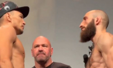 Дамир Исмагулов провел дуэль взглядов перед пятым боем в UFC. Видео