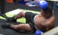 20-летний казахстанский боксер в первом раунде нокаутировал экс-чемпиона с 43 победами. Видео