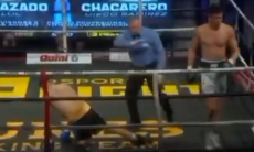 Нокаутом после трех нокдаунов закончился бой за титул в весе Алимханулы. Видео