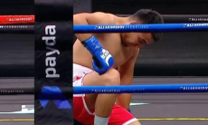 Нокаутом перед гонгом закончился бой Казахстан — Узбекистан. Видео