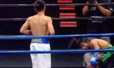 «Фантомным» нокаутом в первом раунде завершился бой непобежденного казахстанского боксера. Видео