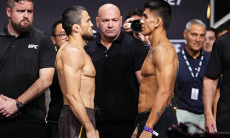 Нурмагомедов провел финальную дуэль взглядов перед боем в UFC. Видео