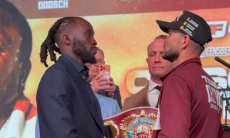 Потенциальные соперники Жанибека Алимханулы провели первую дуэль взглядов. Видео